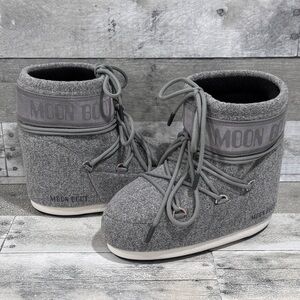 Moon Boot Icon Low Grey Felt Snow Boots - Sz - 5.5-7